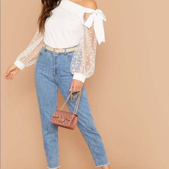 CHARLIZE Polka Dot sheer sleeve blouse - Picture 5 of 5